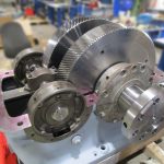 Instandsetzung eines BHS Voith AD50 Turbogetriebes, hier während der Revision im momac Getriebeinstandsetzungswerk Instandsetzung eines BHS Voith AD50 Turbogetriebes, hier während der Revision im momac Getriebeinstandsetzungswerk