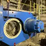 Overhaul / Gearbox Replacement of Eickhoff Gearbox CPNHY - 174 G in the Cement Industry on a Polysius Roller Press. Antriebstechnik Service Instandsetzung / Getriebewechsel Eickhoff Getriebe CPNHY - 174 G in der Zementindustrie an einer Polysius POLYCOM Rollenpresse Overhaul / Gearbox Replacement of Eickhoff Gearbox CPNHY - 174 G in the Cement Industry on a Polysius Roller Press.